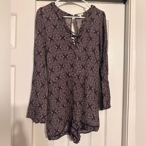 Floral Lace-Up Romper